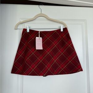 Plaid Red Mini Skort